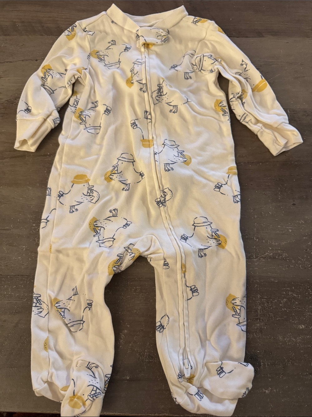 Carter's Cream Footed One-Piece with Yellow Duck Print